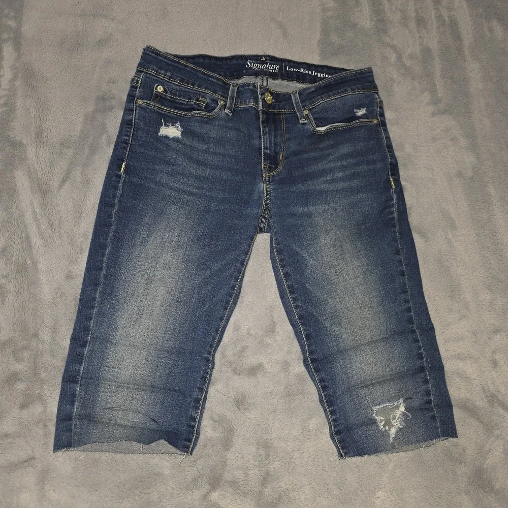 Signature Levi Strauss‎ Low Rise Cuffed Stretch Denim Jean Shorts Womens Size 27